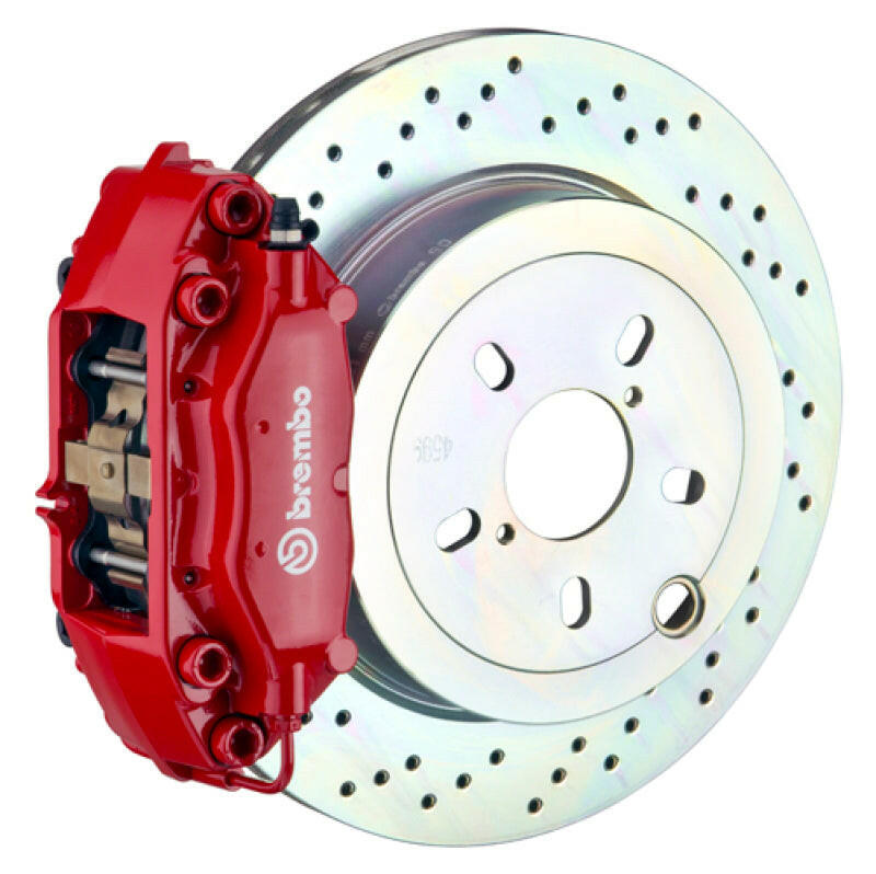 Brembo 66-89 911S/SC/Carrera Rear GT BBK 4 Piston Cast 2pc 309x28 1pc Rotor Drilled-Red Brake Kits - Performance Slot Brembo