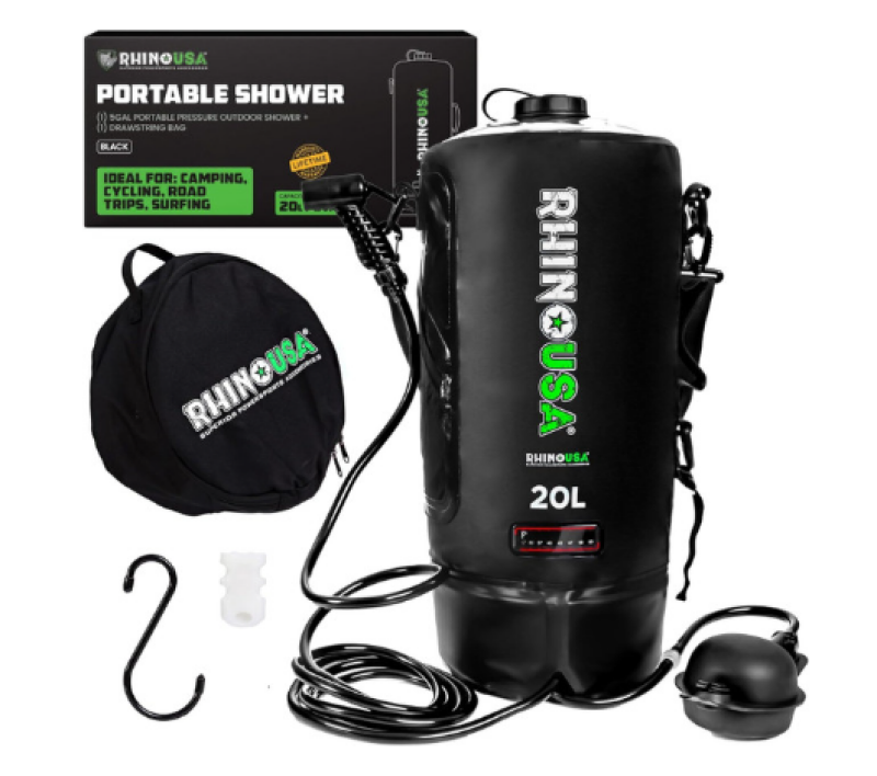 5 Gallon Portable Pressurized Camp Shower - Black Camping Equipment Rhino USA
