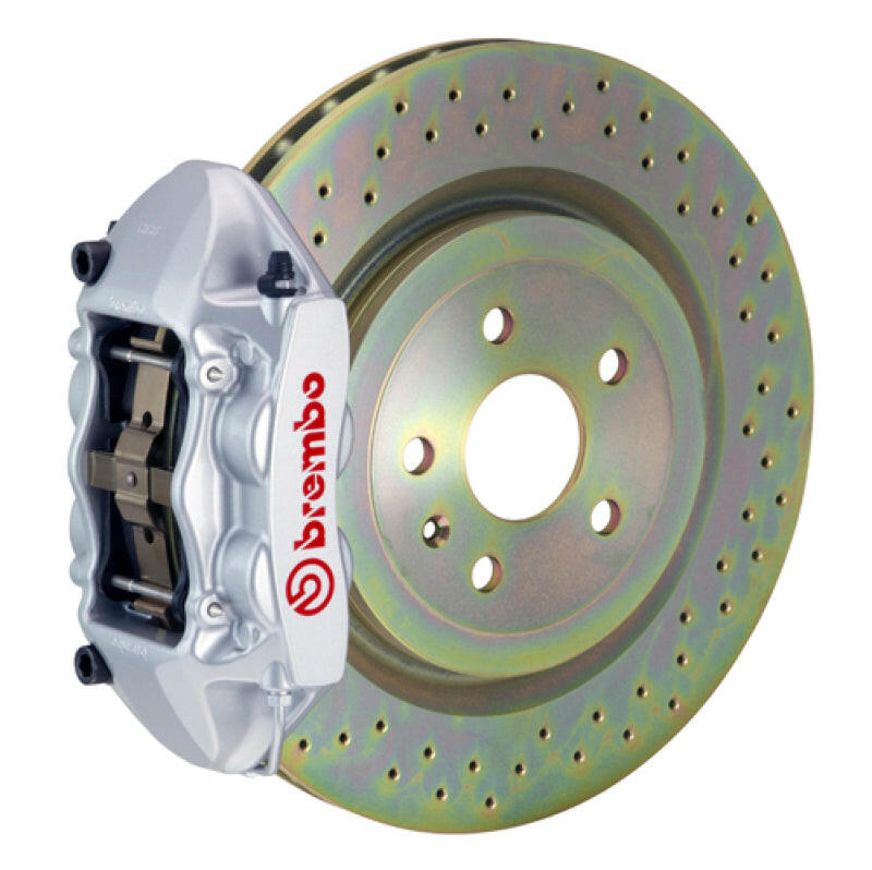 Brembo 08-13 C30 Front GT BBK 4 Piston Cast 336 x28 1pc Rotor Drilled-Silver Brake Kits - Performance Slot Brembo