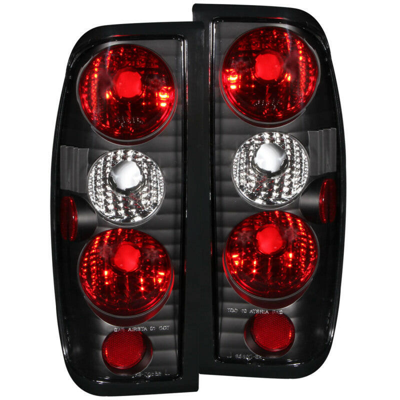 ANZO 1998-2004 Nissan Frontier Taillights Black Tail Lights ANZO