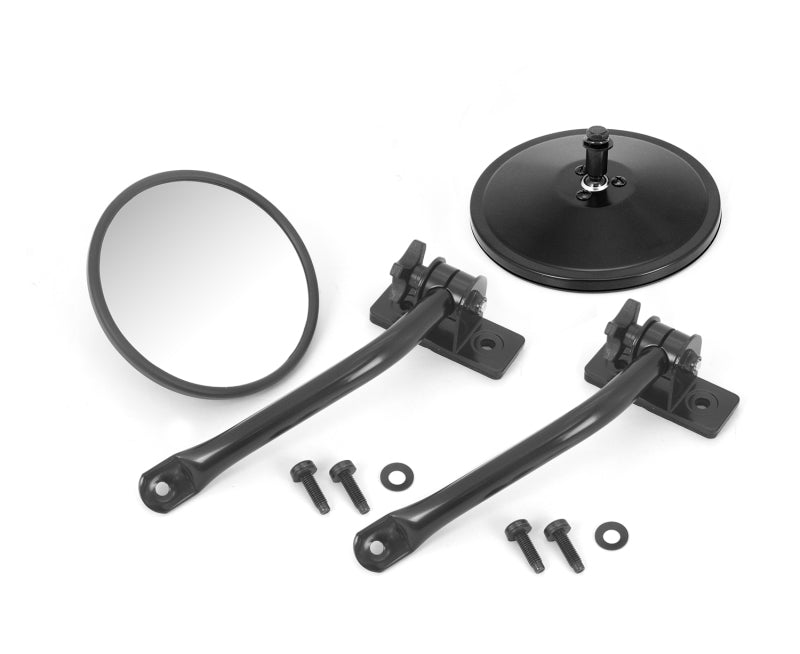 Rugged Ridge 97-18 Jeep Wrangler Black Round Quick Release Mirror Exterior Trim Rugged Ridge