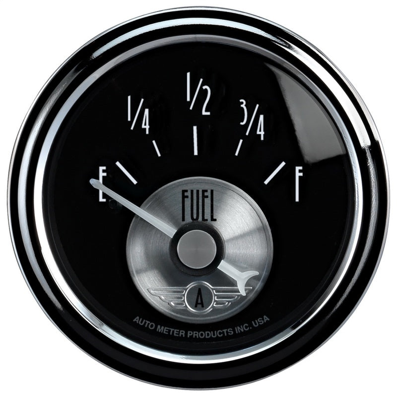 AutoMeter Gauge Fuel Level 2-1/16in. 240 Ohm(e) to 33 Ohm(f) Elec Prestige Blk. Diamond Gauges AutoMeter