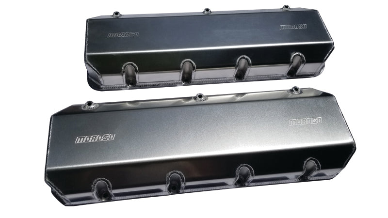 Moroso Brodix DN9 (w/3in Cylinder Heads) Valve Cover w/Billet Rail - Aluminum - Pair Valve Covers Moroso