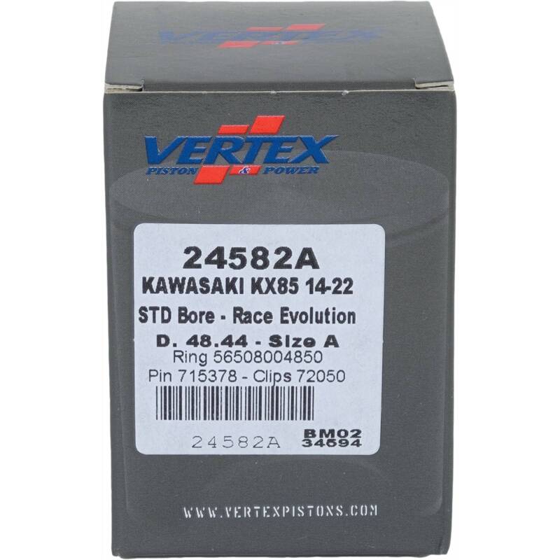 Vertex Piston 14-24 Kawasaki KX 85 85cc Cast Race Evolution Piston Kit Piston Sets - Powersports Vertex Pistons
