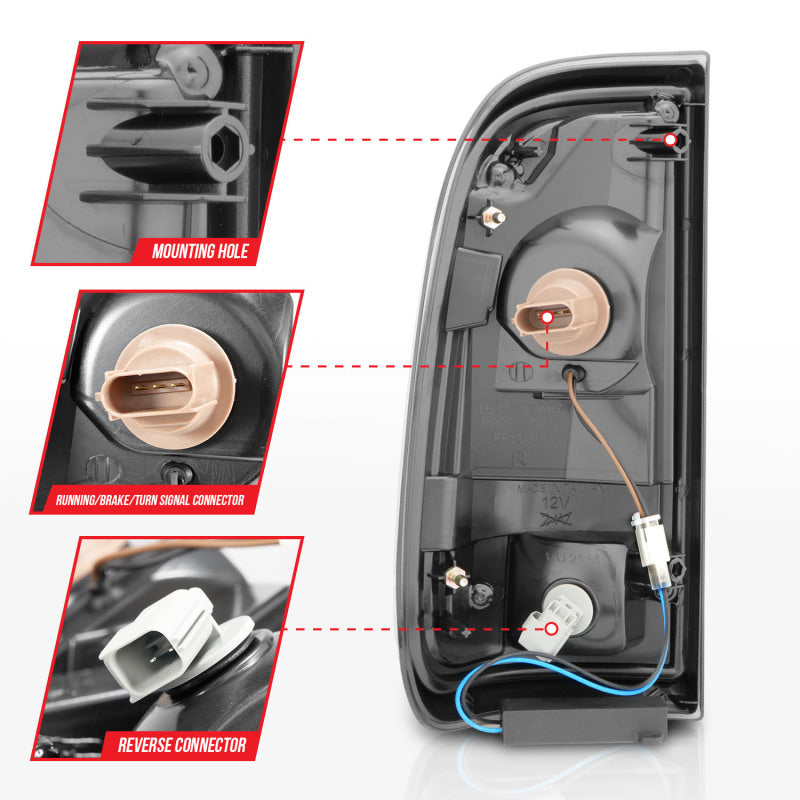 ANZO 2008-2016 Ford F-250 LED Taillights Chrome Housing Smoke Lens (Pair) Tail Lights ANZO