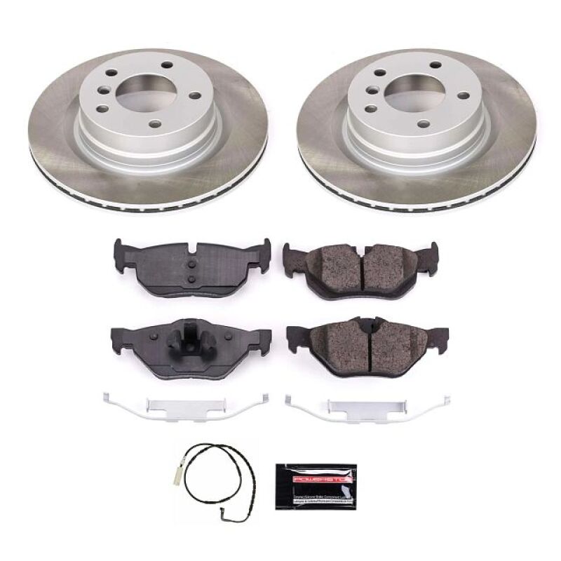Power Stop 07-10 BMW 328i Rear Semi-Coated Rotor Kit Brake Kits - Performance Blank PowerStop