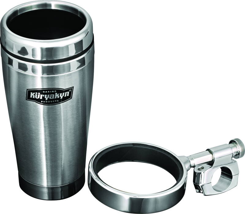 Kuryakyn Drink Holder With Stainless Steel Mug 1in Bar Clamp Chrome Cup Holders Kuryakyn