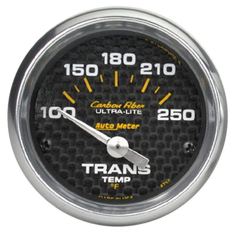 Autometer Carbon Fiber 52mm 100-250 Deg F Electronic Trans Temperature Gauge Gauges AutoMeter