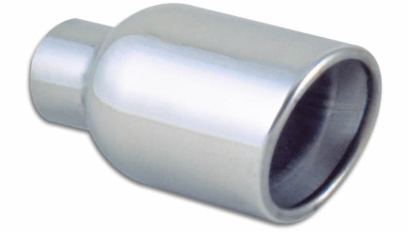 Vibrant 4in Round SS Exhaust Tip (Double Wall Resonated Angle Cut Rolled Edge) Tips Vibrant