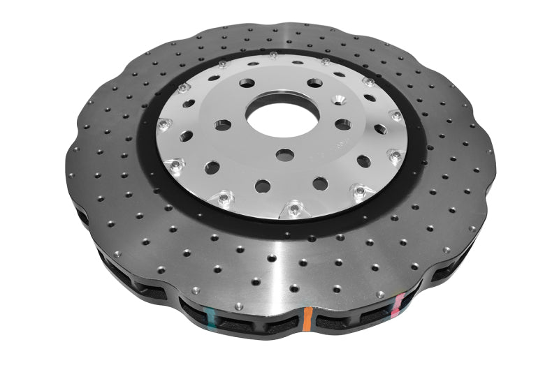 DBA 14-18 Audi RS7 (w/Iron Rotors) Front 5000 Series Cross Drilled Rotor w/Silver Hat Brake Rotors - 2 Piece DBA