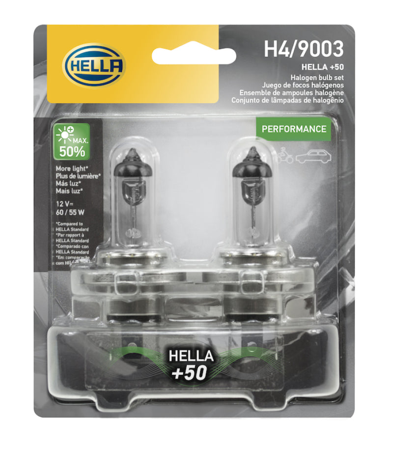 Hella Bulb H4 12V 60/55W P43T T4625 +50 (2) Bulbs Hella