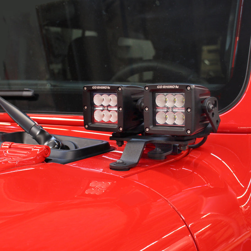Go Rhino 18-20 Jeep Wrangler JL/JLU/Gladiator JT Light Mount - Two 3in Cubes Light Mounts Go Rhino