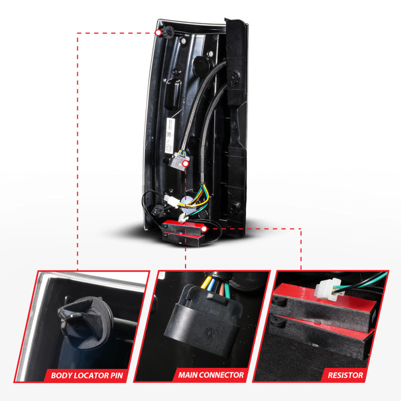Anzo 07-14 Chevrolet Suburban / 07-14 GMC Yukon Black Full LED Tail Light Plank Style w/ Clear Lens Tail Lights ANZO
