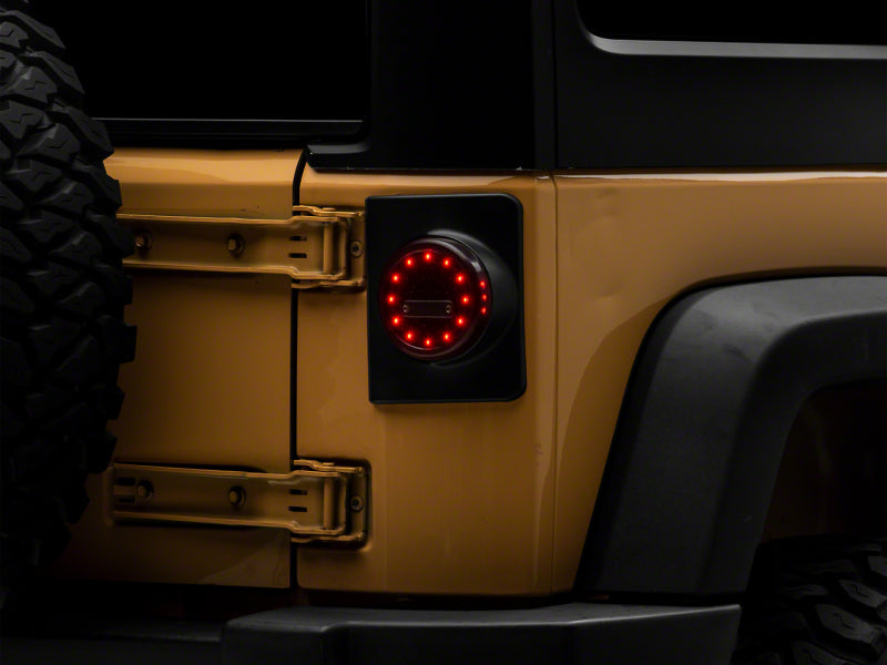Raxiom 07-18 Jeep Wrangler JK Axial Series Halo LED Tail Lights- Blk Housing (Clear Lens) Tail Lights Raxiom