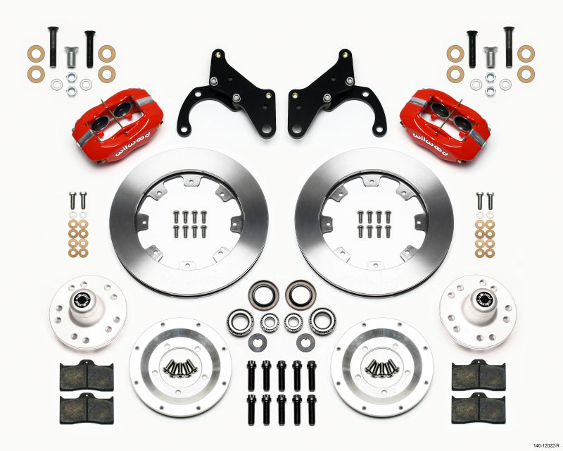 Wilwood Forged Dynalite Front Kit 12.19in Red 65-68 Chevy Impala -Drum Spindle Big Brake Kits Wilwood