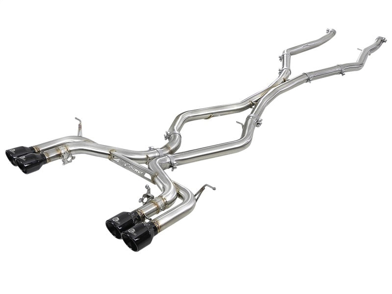 aFe MACH Force-Xp 3.5in. 304 SS C/B Exhaust w/o Muffler 15-18 BMW X5 M V8-4.4L (tt) - Black Tip Catback aFe