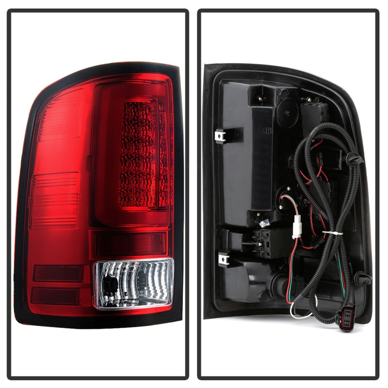 Spyder 07-13 GMC Sierra 1500 V2 Light Bar LED Tail Lights - Red Clear (ALT-YD-GS07V2-LBLED-RC) Tail Lights SPYDER