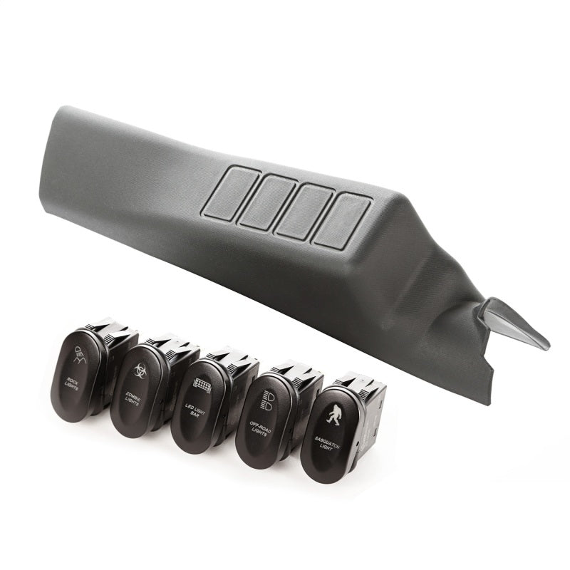 Rugged Ridge Etched A-Pillar 4 Switch Pod Kit LHD 11-18 JK Dash & Interior Trim Rugged Ridge