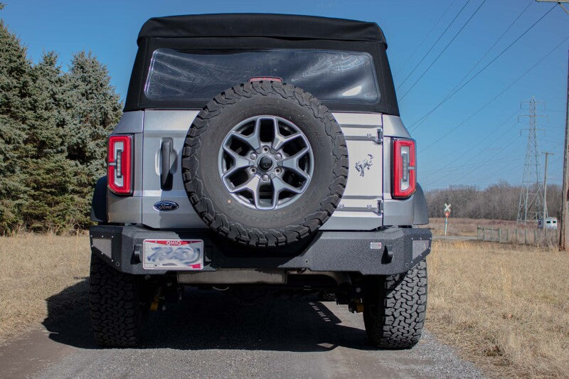 Fishbone Offroad 2021+ Ford Bronco Rear Bumper - Black Bumpers - Steel Fishbone Offroad