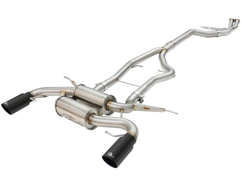 aFe MACHForce XP SS-304 Black Tip 3.0in-2.5in Dia Cat Back Exhaust 11-13 BMW 335i (E90/E92) 3.0L Catback aFe