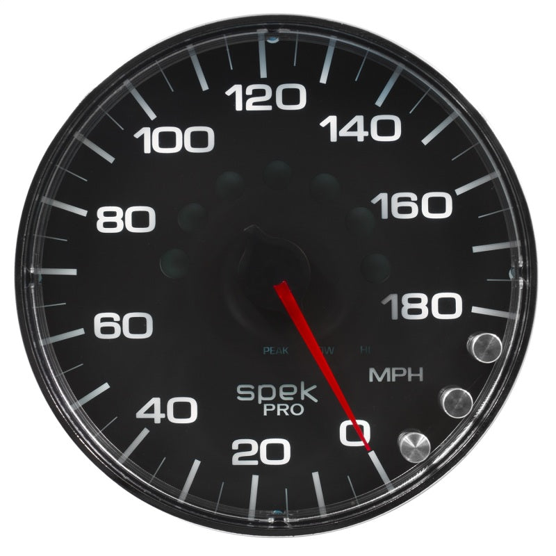 Autometer Spek-Pro Gauge Speedometer 5in 180 Mph Elec. Programmable Black/Chrome Gauges AutoMeter