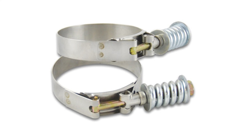 Vibrant SS T-Bolt Clamps Pack of 2 Size Range: 3.78in to 4.08in OD For use w/ 3.5in ID Couplings Clamps Vibrant