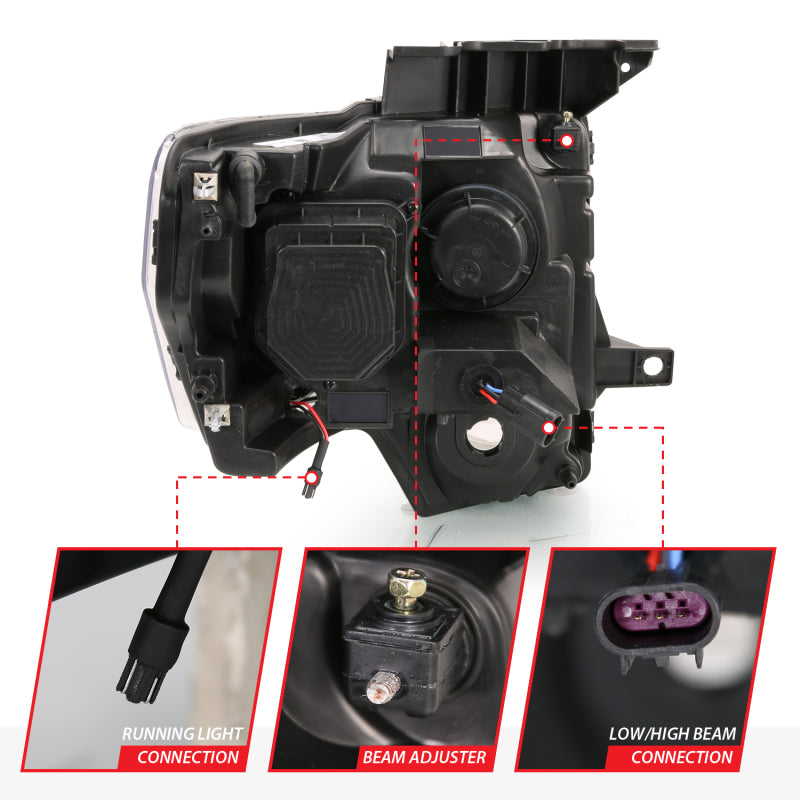 ANZO 2009-2014 Ford F-150 Projector Headlights w/ Halo Chrome (CCFL) G2 Headlights ANZO