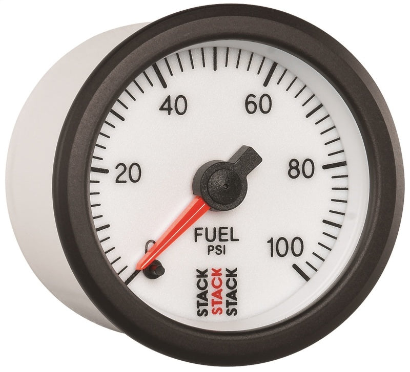 Autometer Stack 52mm 0-100 PSI 1/8in NPTF Male Pro Stepper Motor Fuel Pressure Gauge - White Gauges AutoMeter