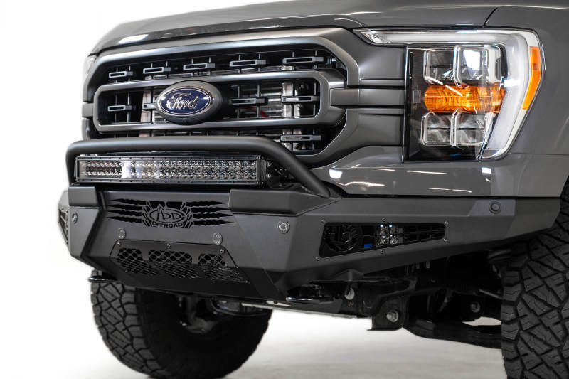 Addictive Desert Designs 2021 Ford F-150 HoneyBadger Front Bumper w/o Top Hoop Bumpers - Steel Addictive Desert Designs