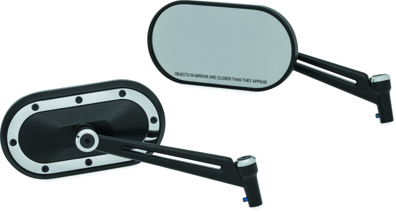 Kuryakyn Heavy Industry Mirrors Satin Black & Chrome Rear View Mirrors Kuryakyn