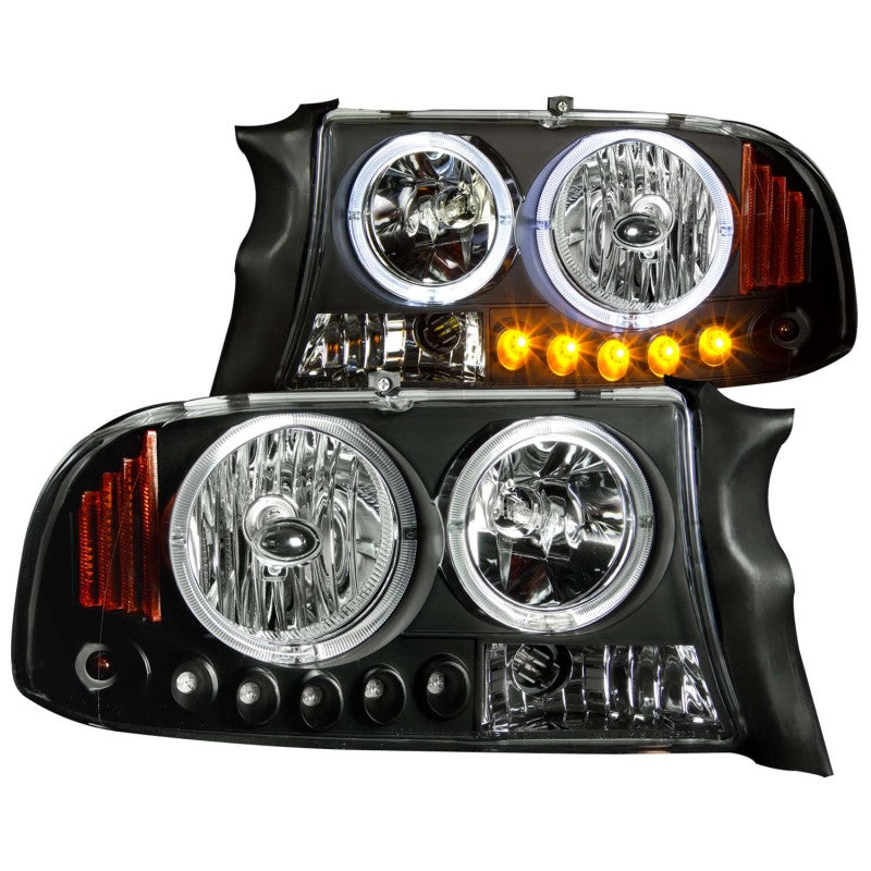 ANZO 1997-2004 Dodge Dakota Crystal Headlights Black 1pc Headlights ANZO