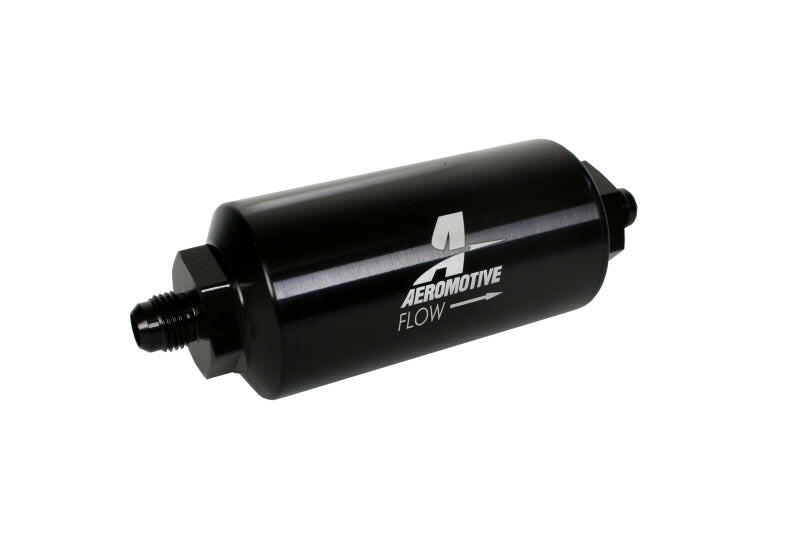 Aeromotive In-Line Filter - (AN-6 Male) 10 Micron Microglass Element Bright Dip Black Finish Fuel Filters Aeromotive