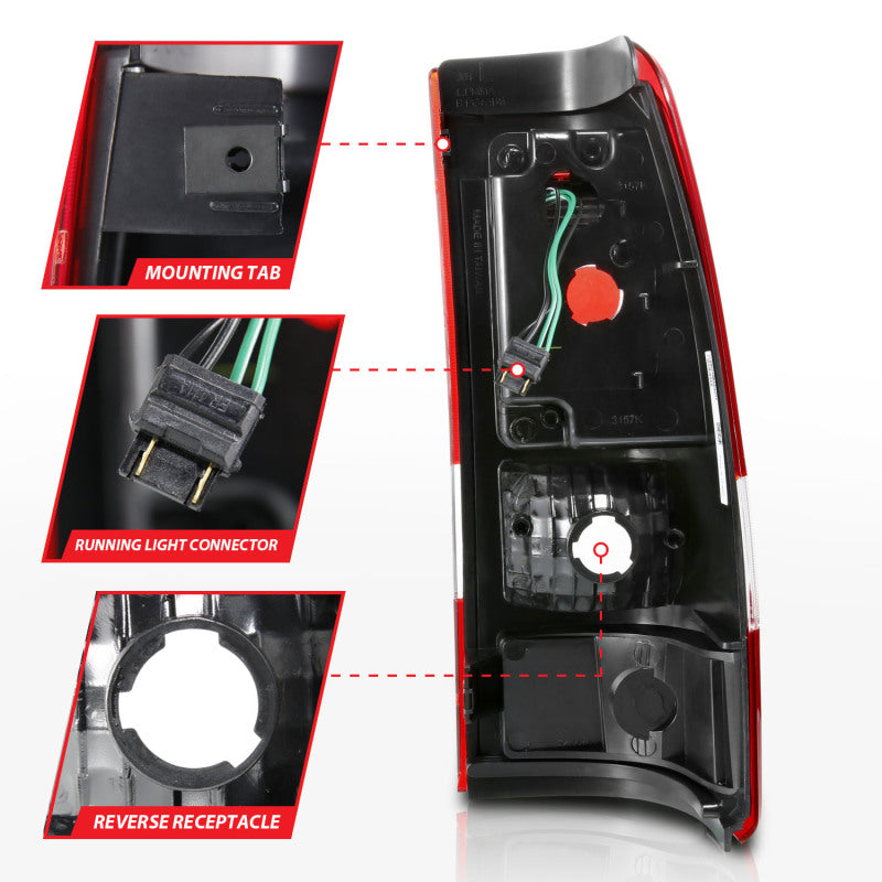 ANZO 1999-2002 Chevy Silverado 1500 LED Taillights Plank Style Black w/Clear Lens Tail Lights ANZO