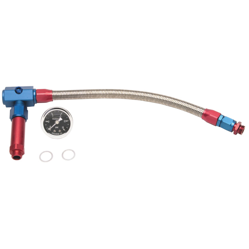 Russell Performance -6 AN to 3/8in Female NPT ProFlex Demon Carb Dual Inlet Carb Kit (Red/Blue) Carburetor Fuel Inlet Kits Russell