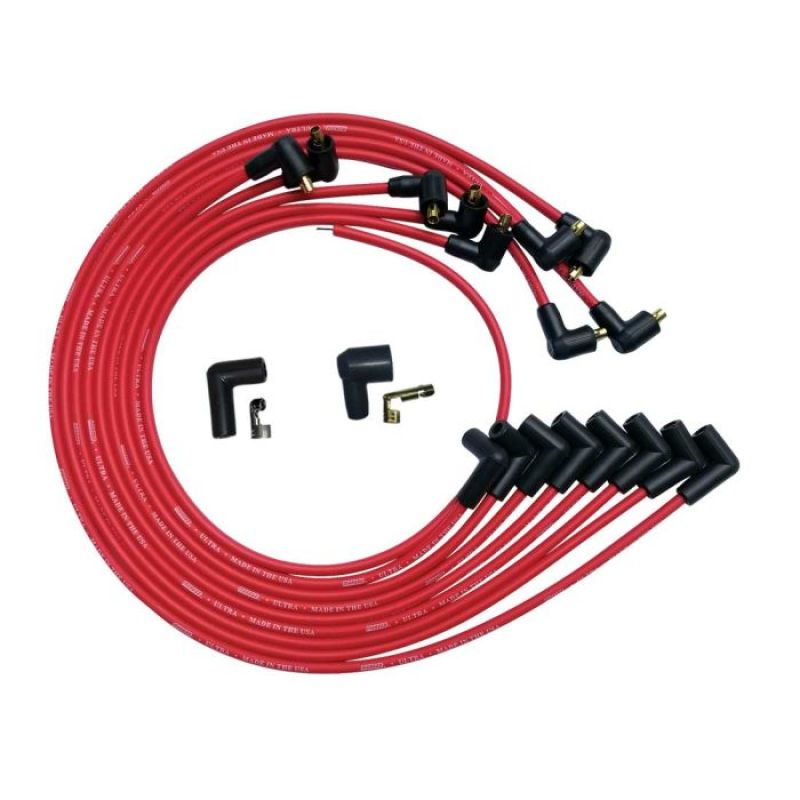 Moroso SBC Under Header 90 Plug Non-HEI Ultra Spark Plug Wire Set - Red Spark Plug Wire Sets Moroso