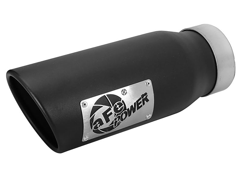 aFe MACH Force-Xp Universal Exhaust Tip 3-1/2ININ x 4-1/2IN Outlet x 12IN Black Left Side Exit Tips aFe