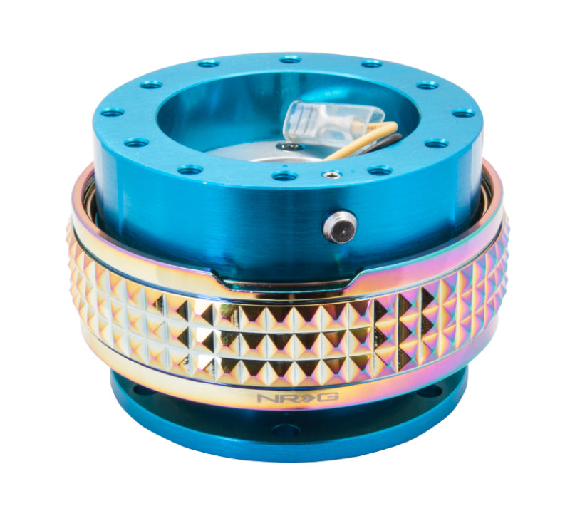 NRG Quick Release Kit - Pyramid Edition - New Blue Body / Neochrome Pyramid Ring Quick Release Adapters NRG