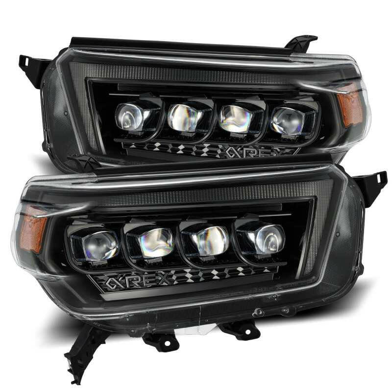 AlphaRex 10-13 Toyota 4Runner NOVA LED Proj Headlights Plank Style Alpha Black w/Seq Signal/DRL Headlights AlphaRex