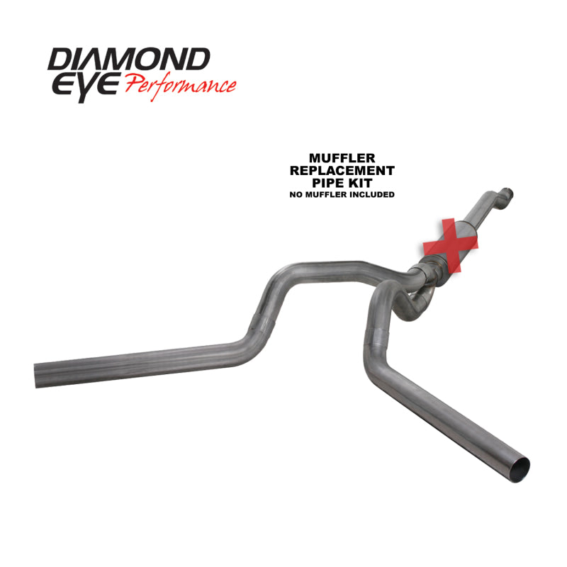 Diamond Eye KIT 4in Catback MFLR RPLCMENT PIPE DUAL SS: 03-07 FORD 6.0L F250/F350 Catback Diamond Eye Performance