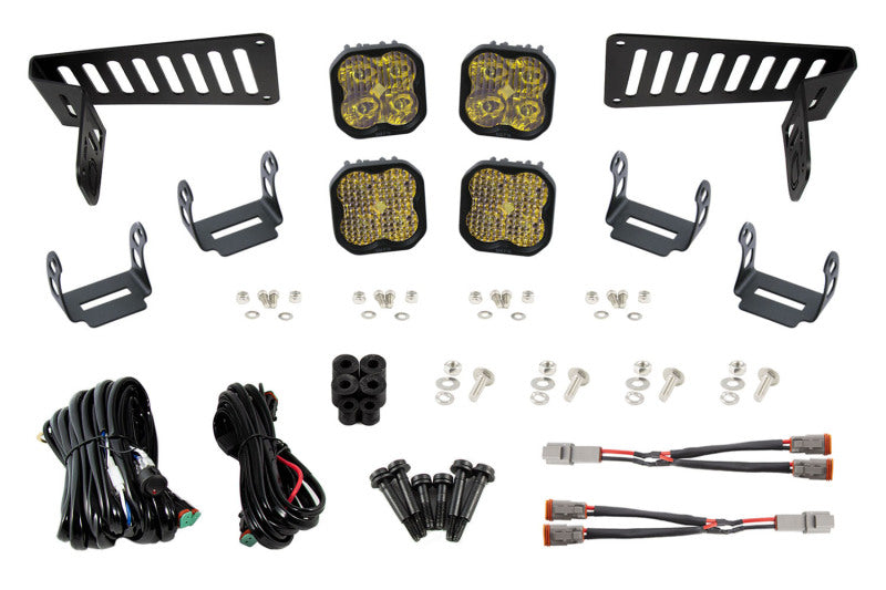 Diode Dynamics 18-21 Jeep JL Wrangler/Gladiator SS3 Cowl LED Bracket Kit - Yellow Sport Light Accessories and Wiring Diode Dynamics