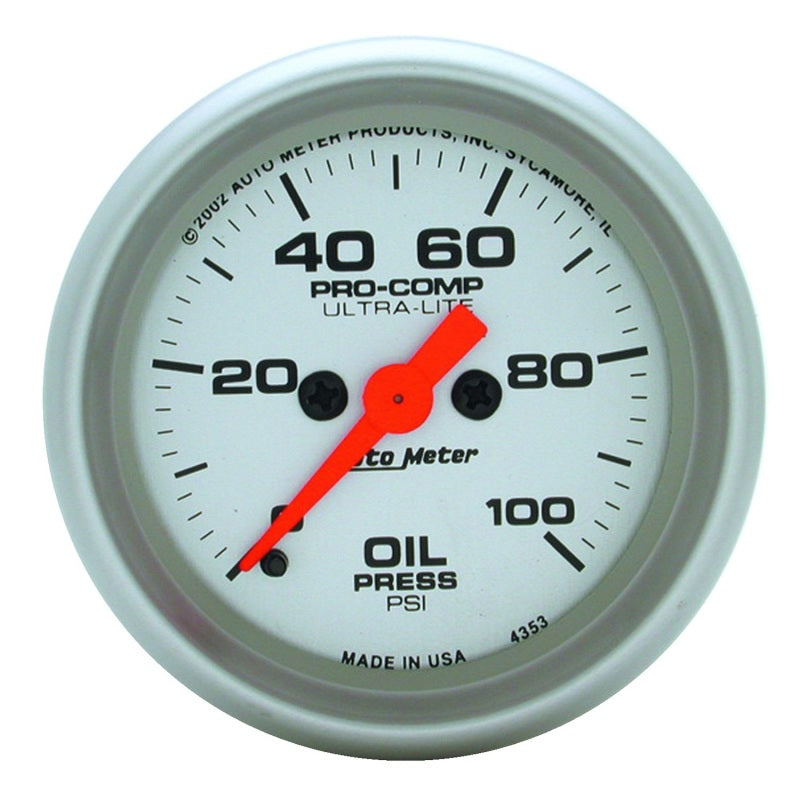 Autometer Ultra-Lite 52mm 0-100 PSI Full Sweep Electronic Oil Pressure Gauge Gauges AutoMeter