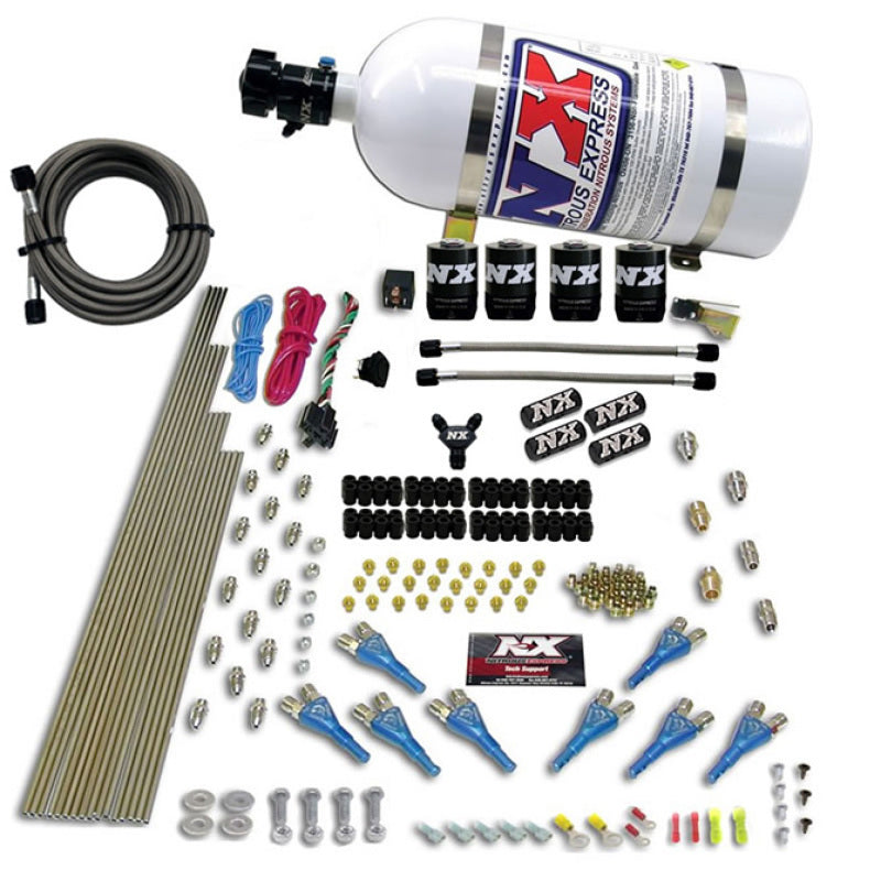 Nitrous Express 8 Cyl Shark Direct Port 4 Solenoids Nitrous Kit (200-600HP) w/10lb Bottle Nitrous Systems Nitrous Express