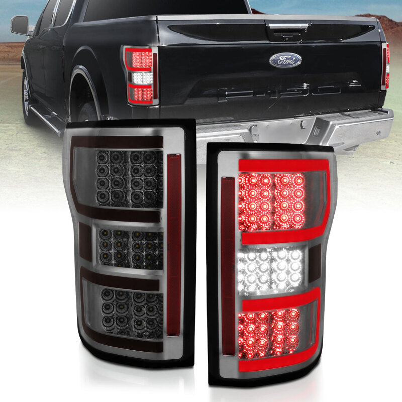 ANZO 18-19 Ford F-150 LED Taillights Smoke Tail Lights ANZO