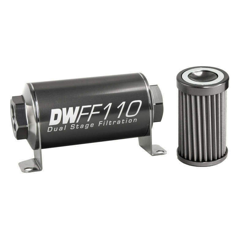 DeatschWerks Stainless Steel 8AN 40 Micron Universal Inline Fuel Filter Housing Kit (110mm) Fuel Filters DeatschWerks