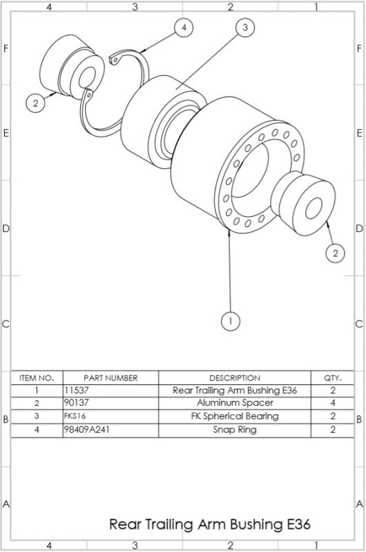 SPL Parts 90-00 BMW 3 Series (E36/E46) Rear Trailing Arm Bushings Suspension Arm Bushings SPL Parts