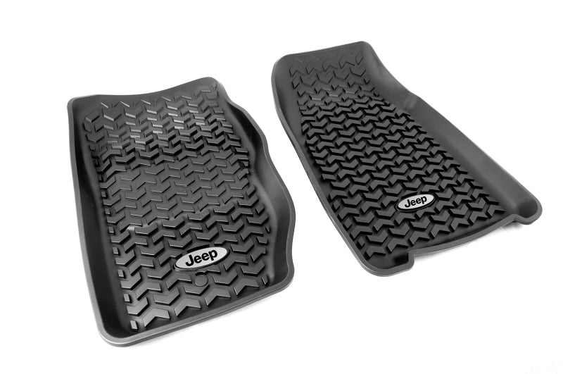 Rugged Ridge Floor Liner Front Black 1984-2001 Jeep Logo Cherokee XJ Floor Mats - Rubber Rugged Ridge