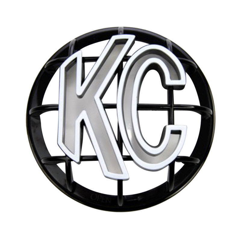 KC HiLiTES 5in. Round ABS Stone Guard for Apollo Lights (Single) - Black w/White KC Logo Light Covers and Guards KC HiLiTES