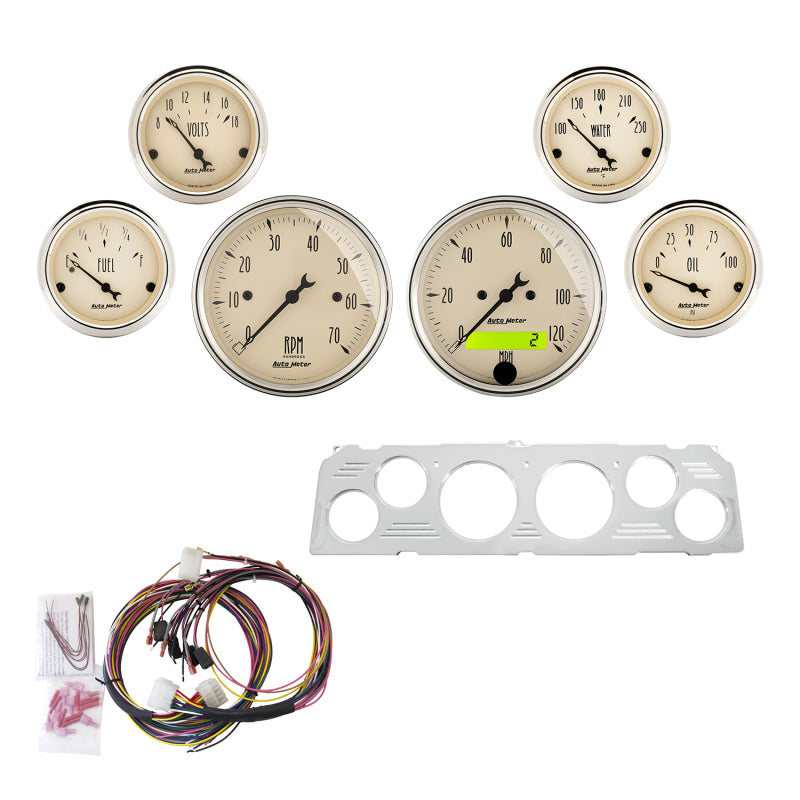Autometer 6 Gauges Direct-Fit Dash Kit 64-66 Chevy - Antique Beige Gauges AutoMeter