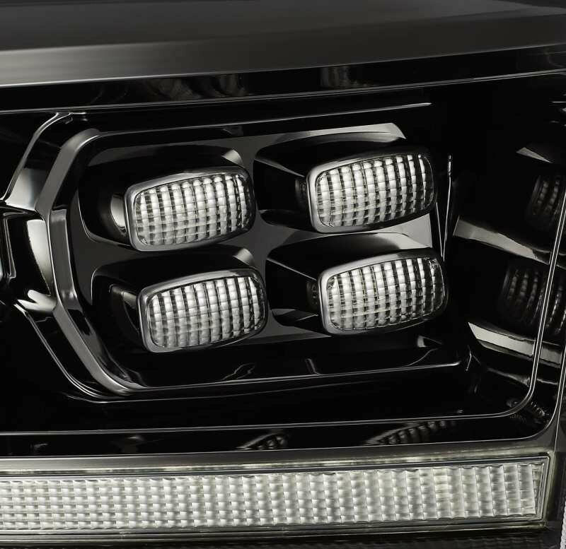 AlphaRex 09-18 Dodge Ram 2500HD LUXX LED Proj Headlights Plank Style Black w/Seq Signal/Smoked DRL Headlights AlphaRex