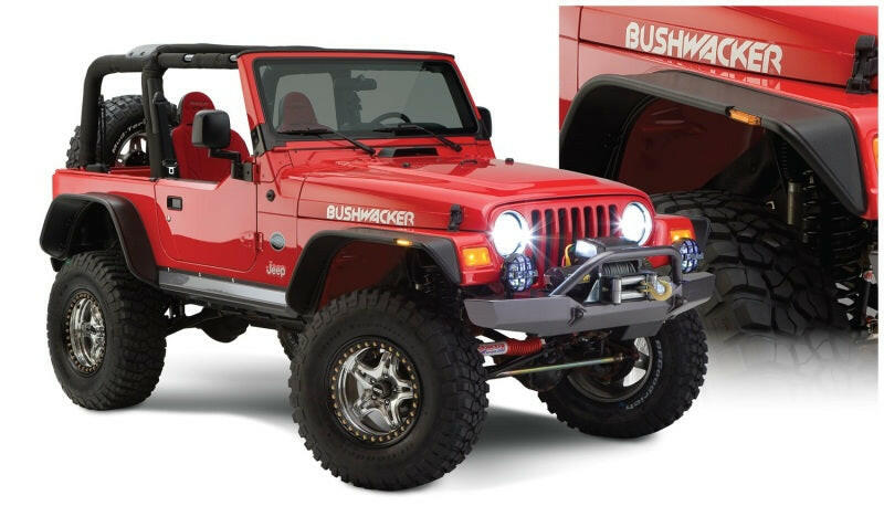 Bushwacker 97-06 Jeep Wrangler Flat Style Flares 4pc - Black Fender Flares Bushwacker